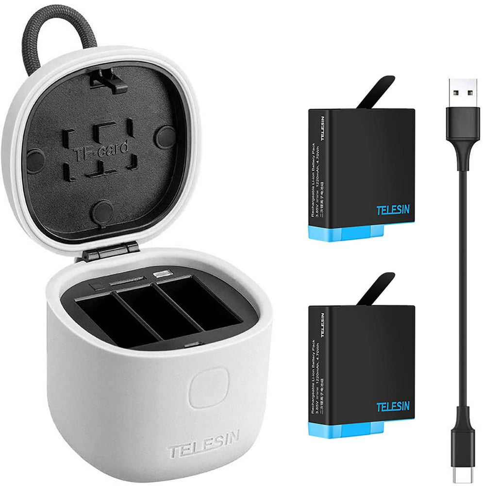 Telesin® 2x Batteri Kit GoPro HERO9/HERO10 med vanntettboks-Batteri-GoPro-Proutstyr.no